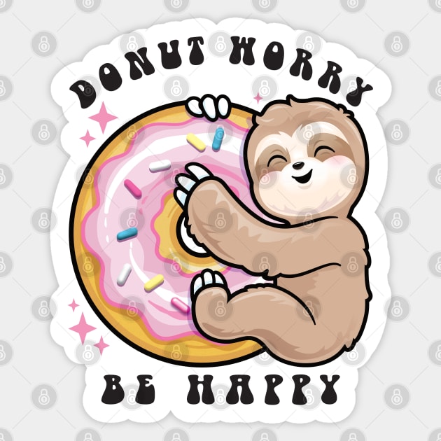 Donut Worry Be Happy Sloth Sticker by PnJ